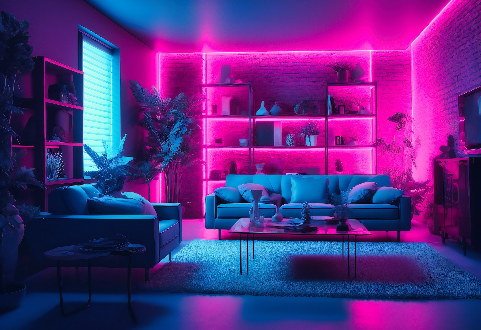 habitación iluminada con Philips Hue